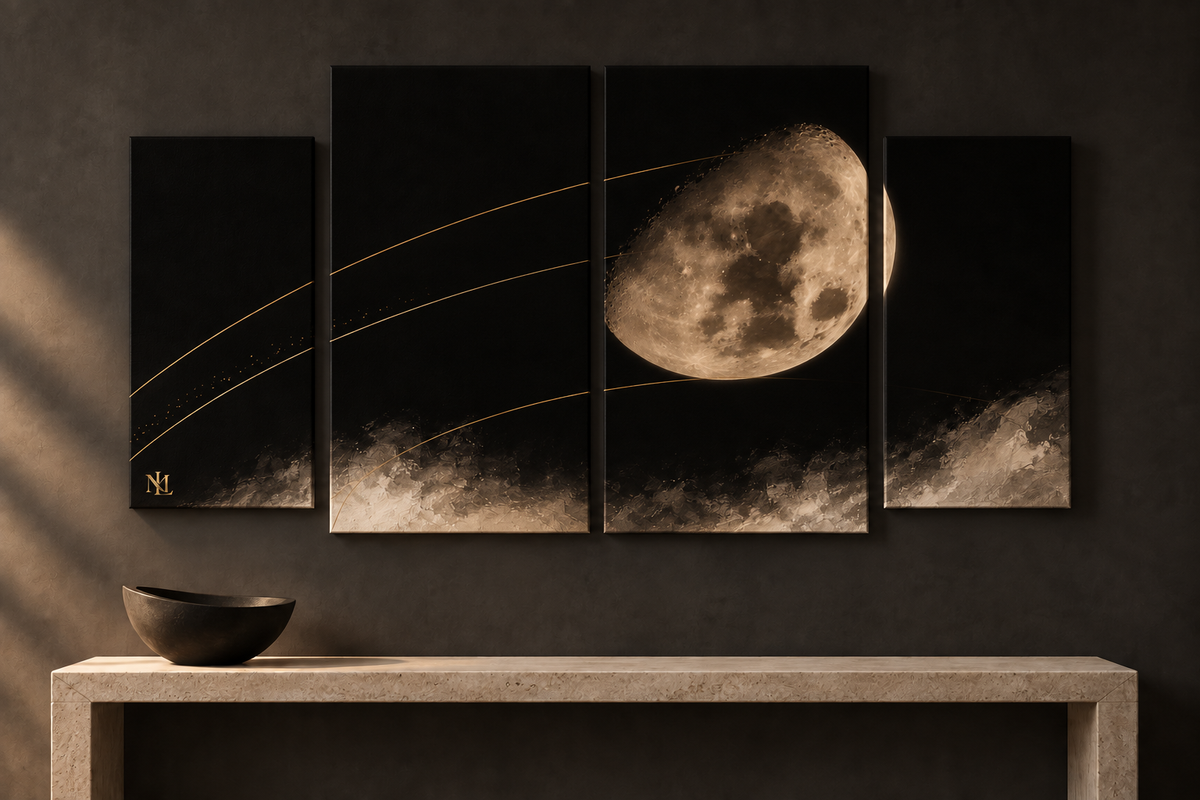 Orbita Lunare – Quadro Malium a 4 pannelli